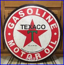 TEXACO GAS Large Metal Petroleum Motor Oil Gas Pump Vintage Style Star Wall