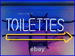 TOILETTES Neon Sign Club Garage Wall Sign Glass Vintage Cave