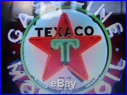 Texaco Motor Oil Neon 24x24 Gasoline Vintage Gas Sign Garage Man Cave