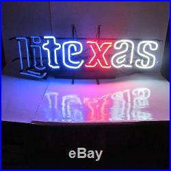 Texas Flashing Miller Lite Beer Neon Lit Bar Sign 3 Way Vintage