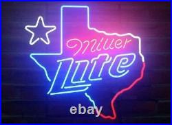 Texas Map Vintage Neon Sign Light Bar Pub Glass Wall Decor Artwork 24x20