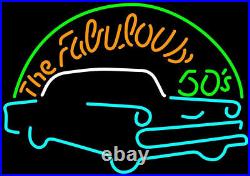 The Fabulous 50's Vintage Car Neon Sign Light 19x15 Lamp Beer Bar Garage Wall De