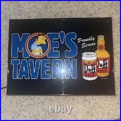 The Simpsons Moe's Tavern Neon Light Box Duff Beer Bar Sign Vintage