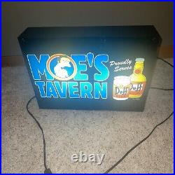 The Simpsons Moe's Tavern Neon Light Box Duff Beer Bar Sign Vintage