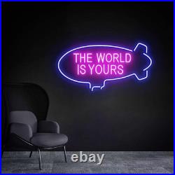 The World Is Yours Neon Sign 28x15 Light Man Cave Beer Bar Vintage Wall Decor
