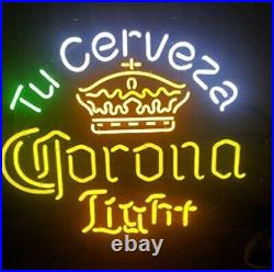Tu Cerveza Corona Crown Vintage Neon Light Sign Beer Cave Gift Lamp Bar Room 24