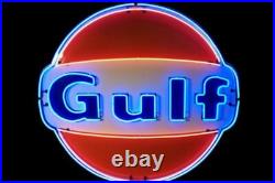 US STOCK Gulf Gasoline Vintage Neon Light Sign For Gas Station Glass Decor 24 US STOCK Gulf Gasoline Vintage Neon Light Sign For Gas Station Glass Decor 24