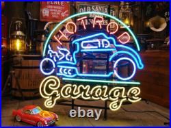 US Stock Hot Rod Garage Car Vintage Neon Light Sign Beer Lamp Glass Art 24x20