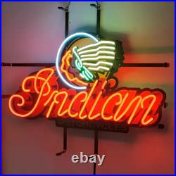 US Stock Indian Motorcycles Vintage Neon Sign Man Cave Car Glass Decor 24x18