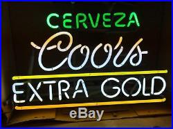 Ultra Rare Nos Vintage Coors Extra Gold Cerveza Neon Sign 1990 Original Box