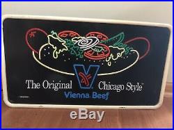 VIENNA BEEF Light Up Sign Tecart 1990 Original Chicago Style Hot Dog Neon Vtg