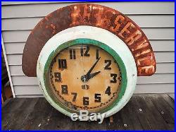 Vintage 1930's Electric Neon Clock Co. Cleveland Ohio Cities Service Clock Nr
