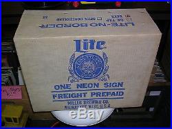 Vintage 1988 New Old Stock Miller Lite Beer Neon Sign New In Box