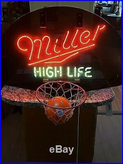 VINTAGE 1989 MILLER HIGH LIFE BASKETBALL NEON SIGN HOOP withBALL