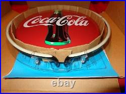 VINTAGE 1990 METAL COCA-COLA NEON LIGHT SIGN 14 in DIAMETER 11 1/2 in BUTTON#877