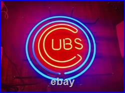 VINTAGE 2000 19x19 Chicago Cubs REAL Neon Sign Light Pub Glass Mlb Baseball