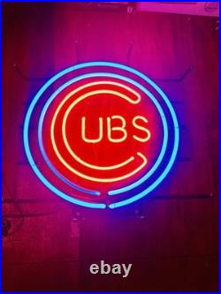VINTAGE 2000 19x19 Chicago Cubs REAL Neon Sign Light Pub Glass Mlb Baseball