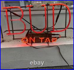 VINTAGE 60s 70s BUD On Tap Neon Sign TESTED WORKS VINTAGE 60s 70s BUD On Tap Neon Sign TESTED WORKS