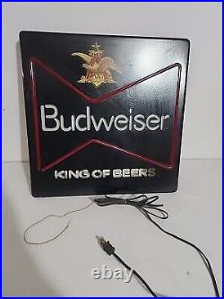 VINTAGE BUDWEISER KING OF BEERS LIGHT UP FAUX NEON SIGN CLASSIC Pull StringWorks