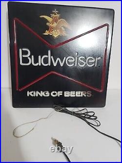 VINTAGE BUDWEISER KING OF BEERS LIGHT UP FAUX NEON SIGN CLASSIC Pull StringWorks
