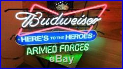 VINTAGE BUDWEISER Neon SIGN Works Great! Support Our Armed Forces