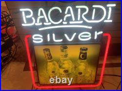VINTAGE Bacardi RUM Beer NEON BAR LIGHT 20 X 24 MANCAVE Halloween Bat