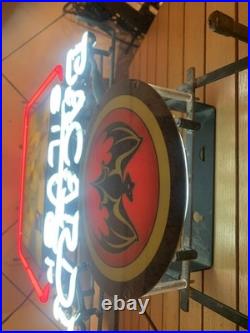 VINTAGE Bacardi RUM Beer NEON BAR LIGHT 20 X 24 MANCAVE Halloween Bat