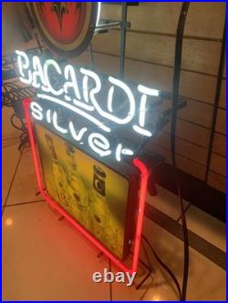 VINTAGE Bacardi RUM Beer NEON BAR LIGHT 20 X 24 MANCAVE Halloween Bat