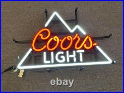 VINTAGE Coors Light, Mountain, 25x16 Real Glass, Neon, Sign Lamp Bar, Man Cave