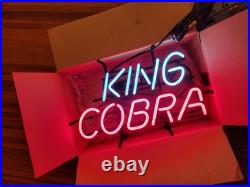 VINTAGE KING COBRA BEER NEON BAR LIGHT 19 x 12 BREWERY MANCAVE ANHEUISER BUSCH