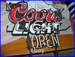 VINTAGE MOUNTAIN COORS LIGHT OPEN Neon Light Sign WORKS