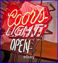 VINTAGE MOUNTAIN COORS LIGHT OPEN Neon Light Sign WORKS