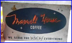 VINTAGE Maxwell House Coffee Sign RARE 1940's Counter Radio Lite Neon Ribbon