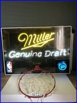 VINTAGE NBA MILLER GENUINE DRAFT BASKETBALL Hoop NEON SIGN 34X 24 Neon Light