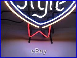 VINTAGE OLD STYLE BEER NEON LIT BAR SIGN Ex Cond