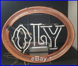 VINTAGE OLY Olympic NEON LIGHTED BEER SIGN IN EXCELLENT CONDITION BEER LIGHT