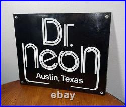 VINTAGE Original Dr. Neon Porcelain Advertising Sign 1960s Austin TX