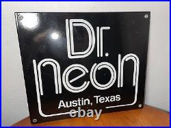VINTAGE Original Dr. Neon Porcelain Advertising Sign 1960s Austin TX