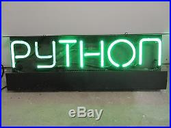 Vintage Python Green Neon Sign Interior Decorate Style Of Ed Ruscha Fierce Decor