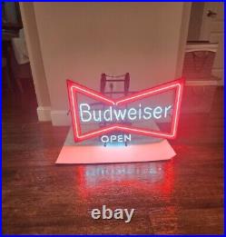 VINTAGE VERY RARE BUDWEISER BOW TIE OPEN Neon Bar STORE ADVERTISINGSign 30x19