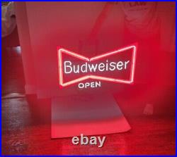 VINTAGE VERY RARE BUDWEISER BOW TIE OPEN Neon Bar STORE ADVERTISINGSign 30x19