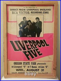 VTG 1960'S British Invasion Band Liverpool Five Signed Poster RCA Victor Pop Art