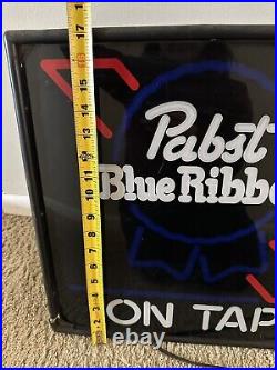 VTG 1980s Pabst Blue Ribbon PBR Beer On Tap Neo Neon Light Up Sign Game Room Bar