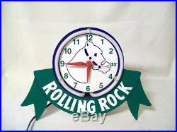 (VTG) 1997 Rolling Rock Beer back bar neon clock light up horse sign rare