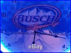(VTG) 2009 Busch Beer nascar racing Light Up neon clock Sign game room bar rare