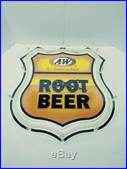 (VTG) A&W Root Beer neon clock light up sign advertising soda pop route 66 rare