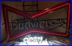 VTG. Anheuser Busch Underwriters Laboratories Bowtie Neon Budweiser Open Sign VTG. Anheuser Busch Underwriters Laboratories Bowtie Neon Budweiser Open Sign