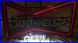 VTG. Anheuser Busch Underwriters Laboratories Bowtie Neon Budweiser Open Sign VTG. Anheuser Busch Underwriters Laboratories Bowtie Neon Budweiser Open Sign