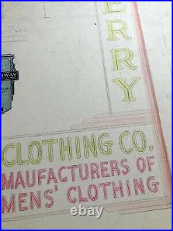 VTG Antique Original 1940s Neon Sign Concept Drawing Berry Clothing Company OOAK VTG Antique Original 1940s Neon Sign Concept Drawing Berry Clothing Company OOAK