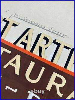VTG Antique Original 1940s Neon Sign Concept Drawing Port Arthur Restaurant OOAK